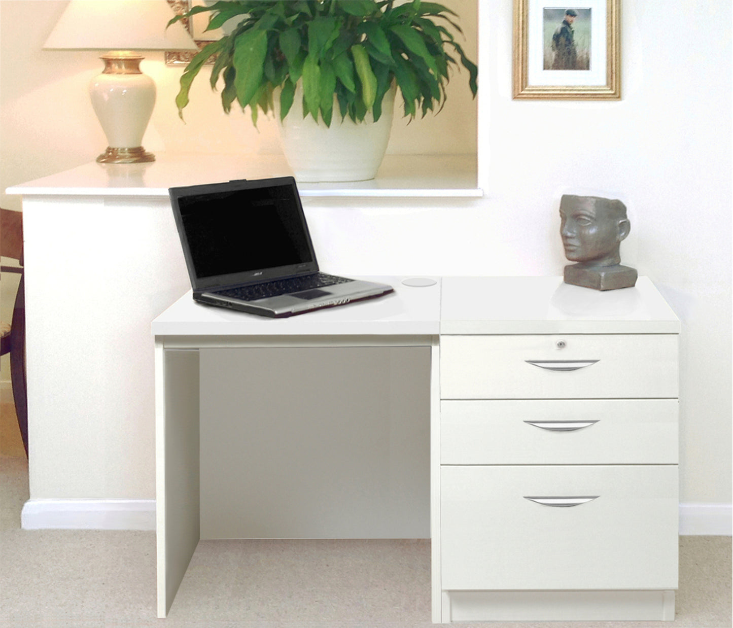 Home Office Small Desk with 3 Drawer Unit/Filing Cabinet
