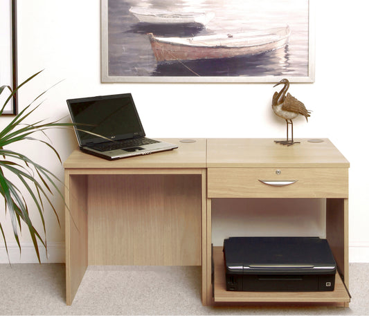 Home Office Small Desk with Printer/Scanner Desk Drawer Unit