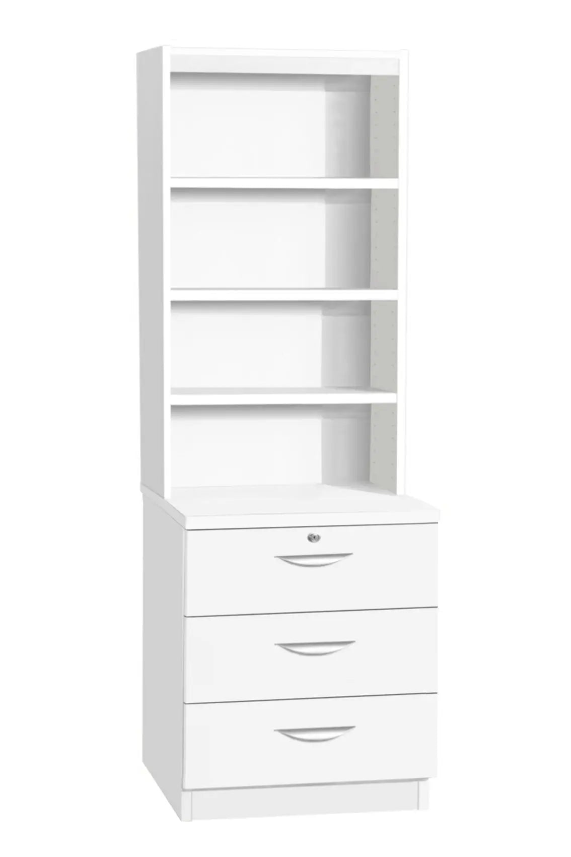 Home Office Desk Height 3 Drawer 60cm CD/DVD Storage Chest with Hutch Bookcase