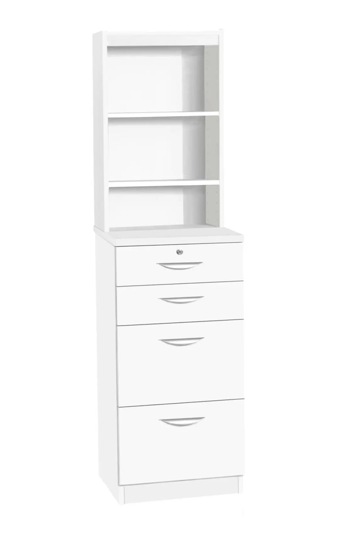 Home Office Mid Height 4 Drawer Unit/Filing Cabinet with Hutch Bookcase
