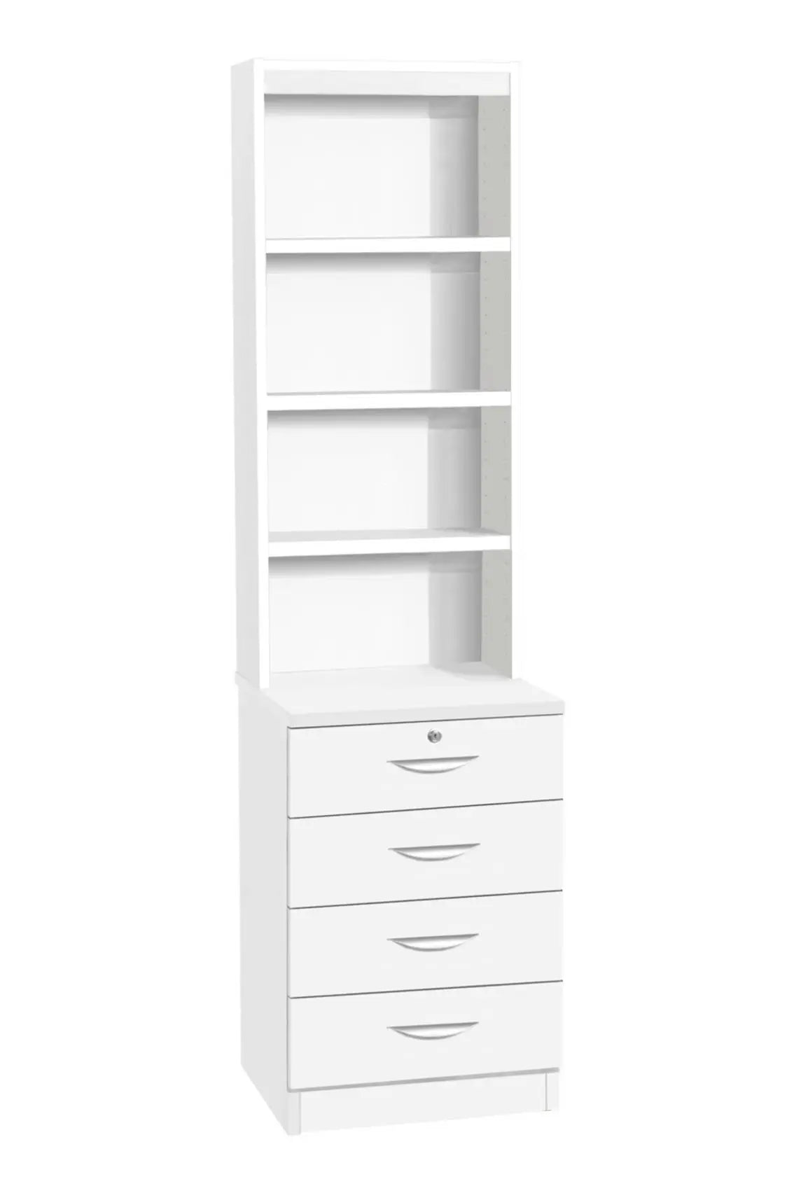 Home Office Desk Height 4 Drawer 48cm Unit with Hutch Bookcase