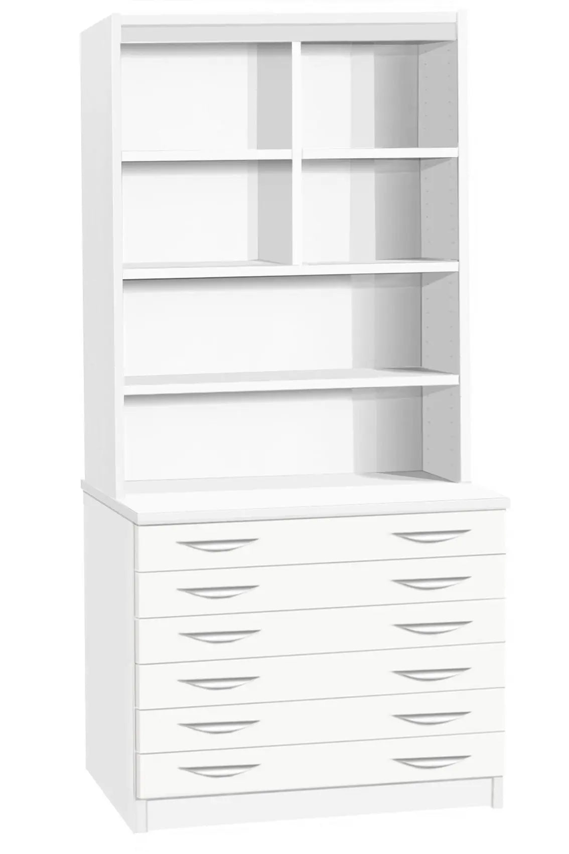 Home Office Desk Height 6 Drawer A2 Plan Chest with Hutch Bookcase