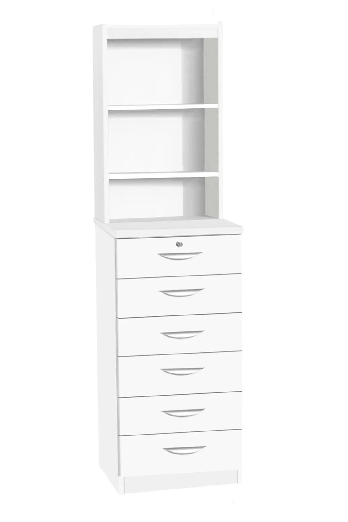 Home Office Mid Height 6 Drawer Unit with Hutch Bookcase