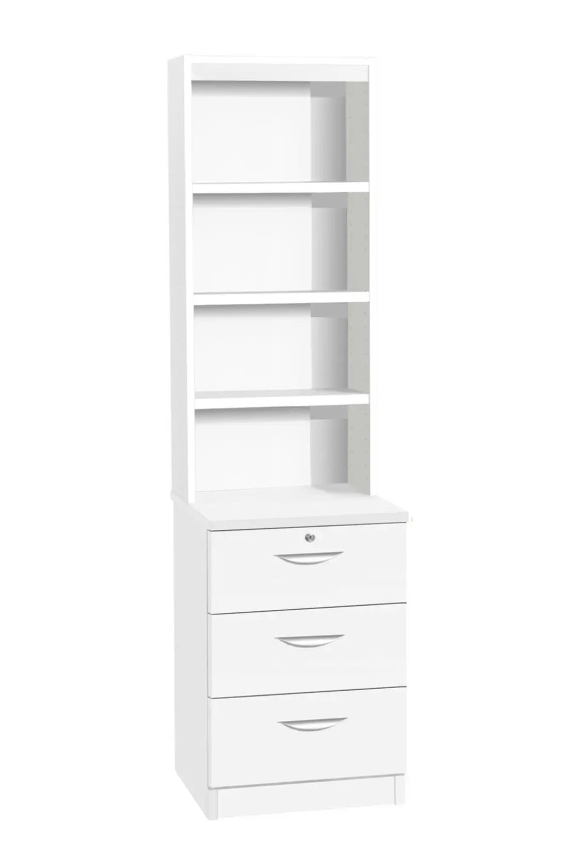 Home Office Desk Height 3 Drawer CD/DVD 48cm Storage Unit with Hutch Bookcase