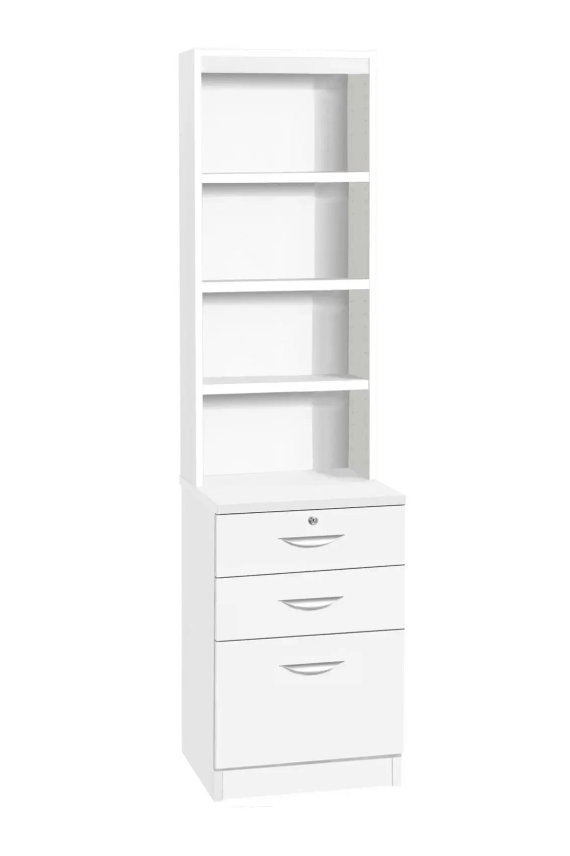 Home Office Desk Height 3 Drawer Unit/Filing Cabinet with Hutch Bookcase