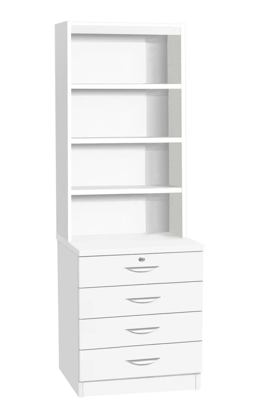Home Office Desk Height 4 Drawer 60cm Chest with Hutch Bookcase