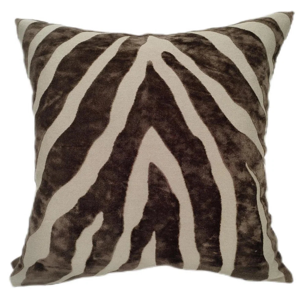 Zebra Cut Velvet Paul Moneypenny Chocolate 43x43cm