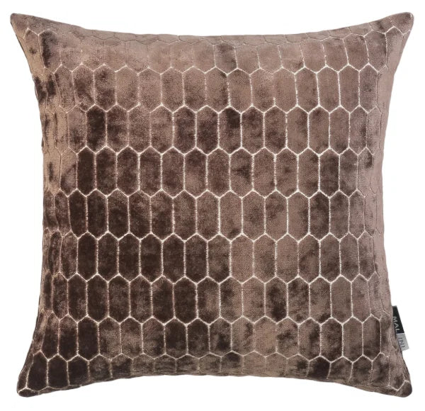 Albie Cut Velvet Honeycombe Chocolate Cushion 43x43cm