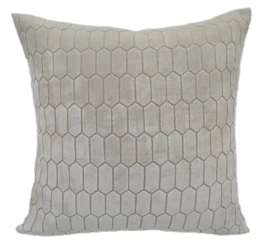 Albie Cut Velvet Honeycombe Ivory Cushion 43x43cm
