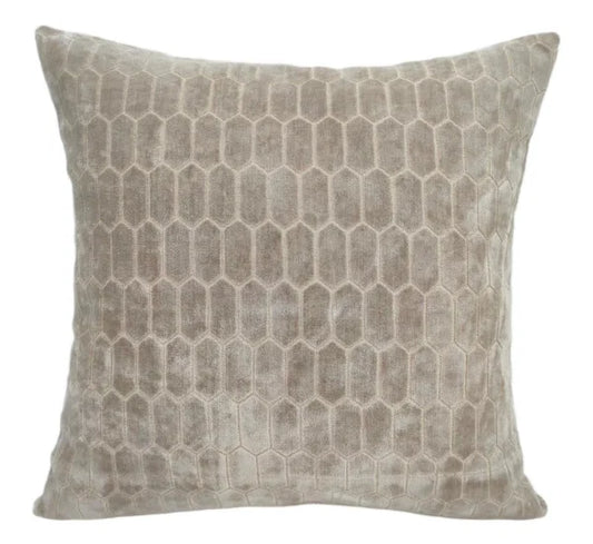 Albie Cut Velvet Honeycombe Taupe Cushion 43x43cm
