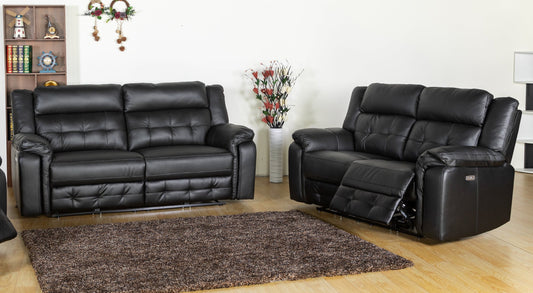 Baxter 3 & 2 Seater reclining leather sofas in Black