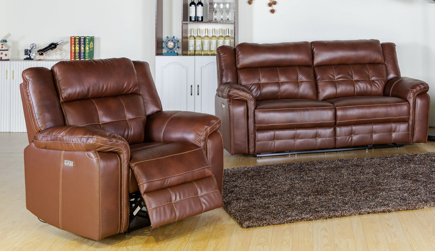 Baxter 3 Seater Recliner & Armchair in Tan