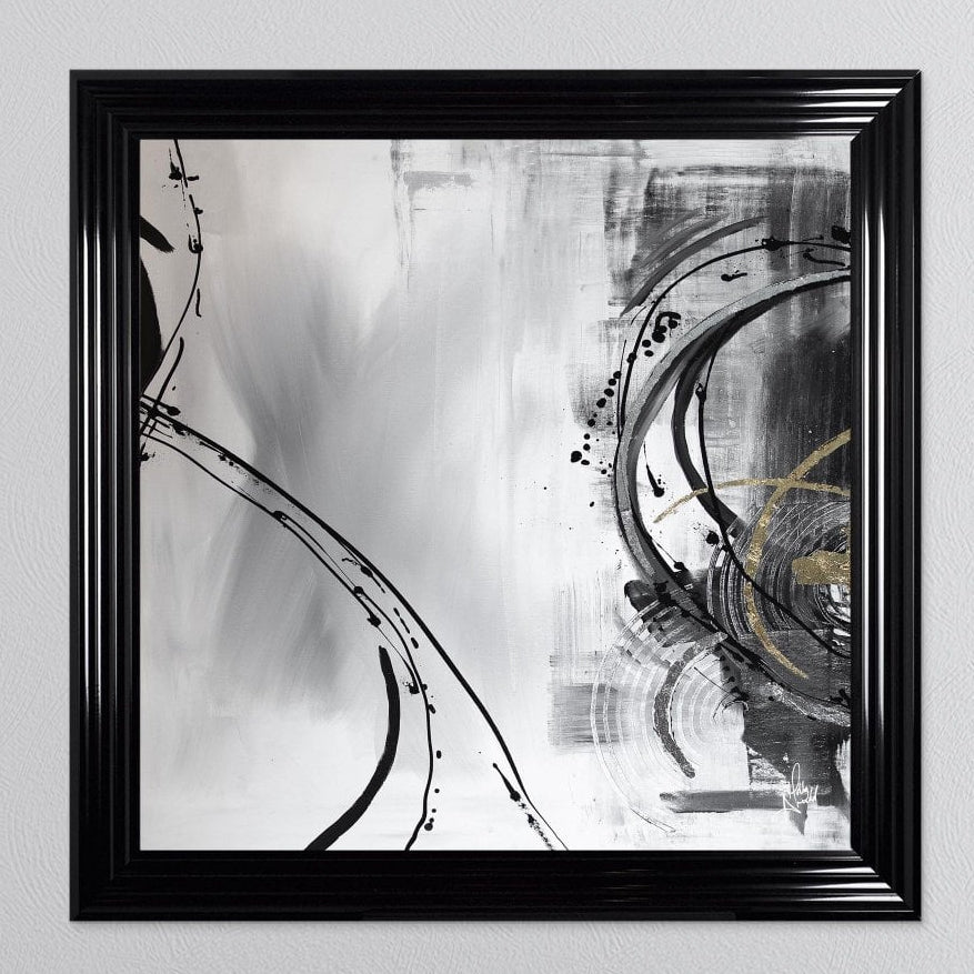 Black Abstract Arc 1 Matt Black 3 Step Frame 90 x 90