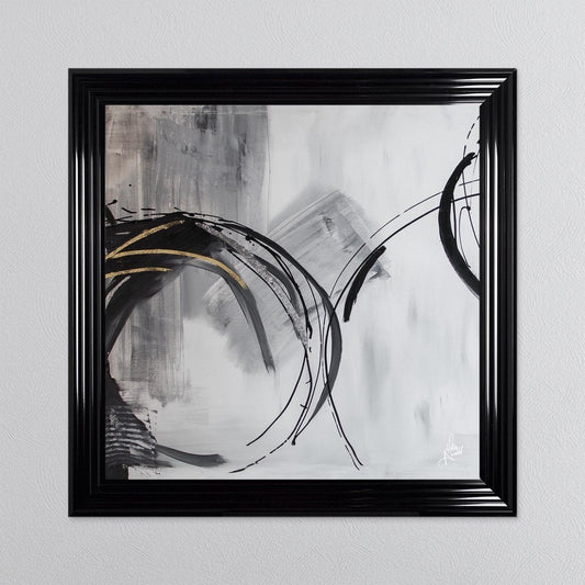 Black Abstract Arc 2 Matt Black 3 Step Frame 90x90cm