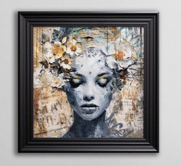 Canelle Framed Wall Art - Matt Black 3 Step Frame 75x75cm