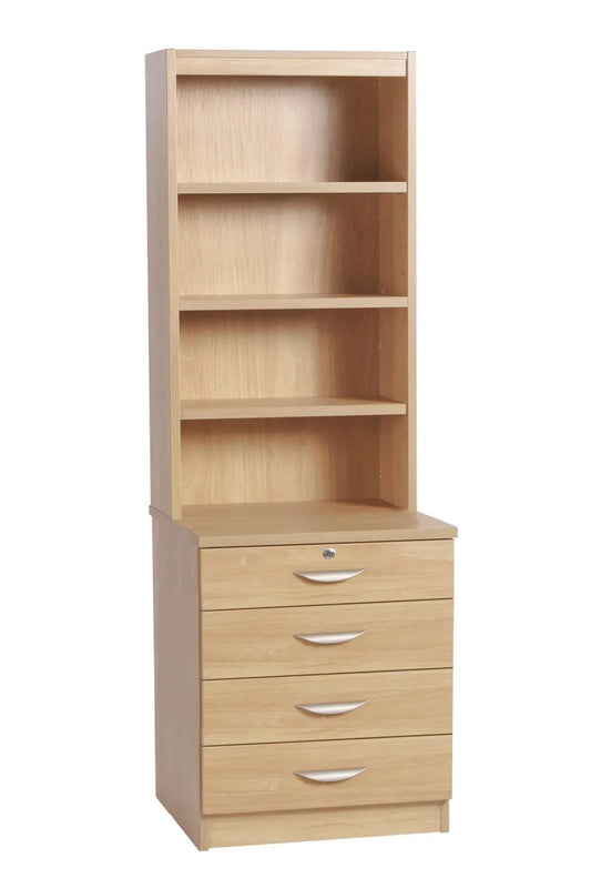 Home Office Desk Height 4 Drawer 60cm Chest with Hutch Bookcase