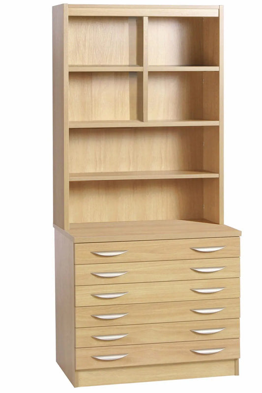 Home Office Desk Height 6 Drawer A2 Plan Chest with Hutch Bookcase