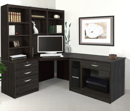 Home Office Corner Desk, Printer/CPU and Drawer Units with Hutch Bookcases