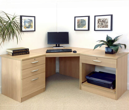 Home Office Corner Desk with Printer and Drawer Units