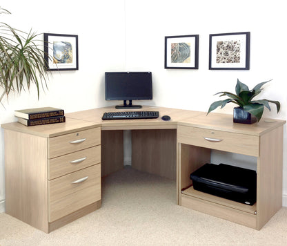 Home Office Corner Desk with Printer and Drawer Units