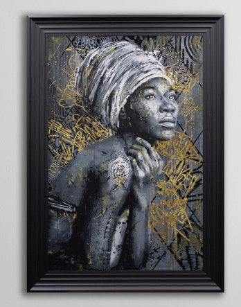 Coumba - Matt Black Frame 75x105cm