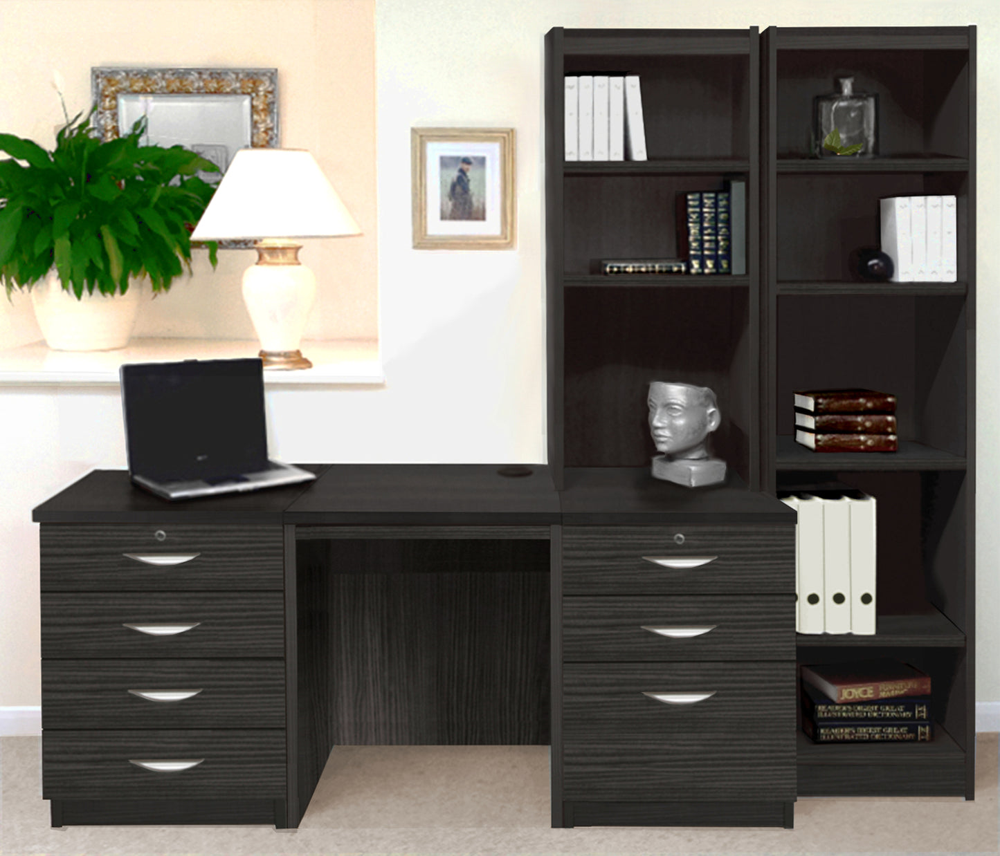 Home Office Desk and Drawer Units with Bookcases