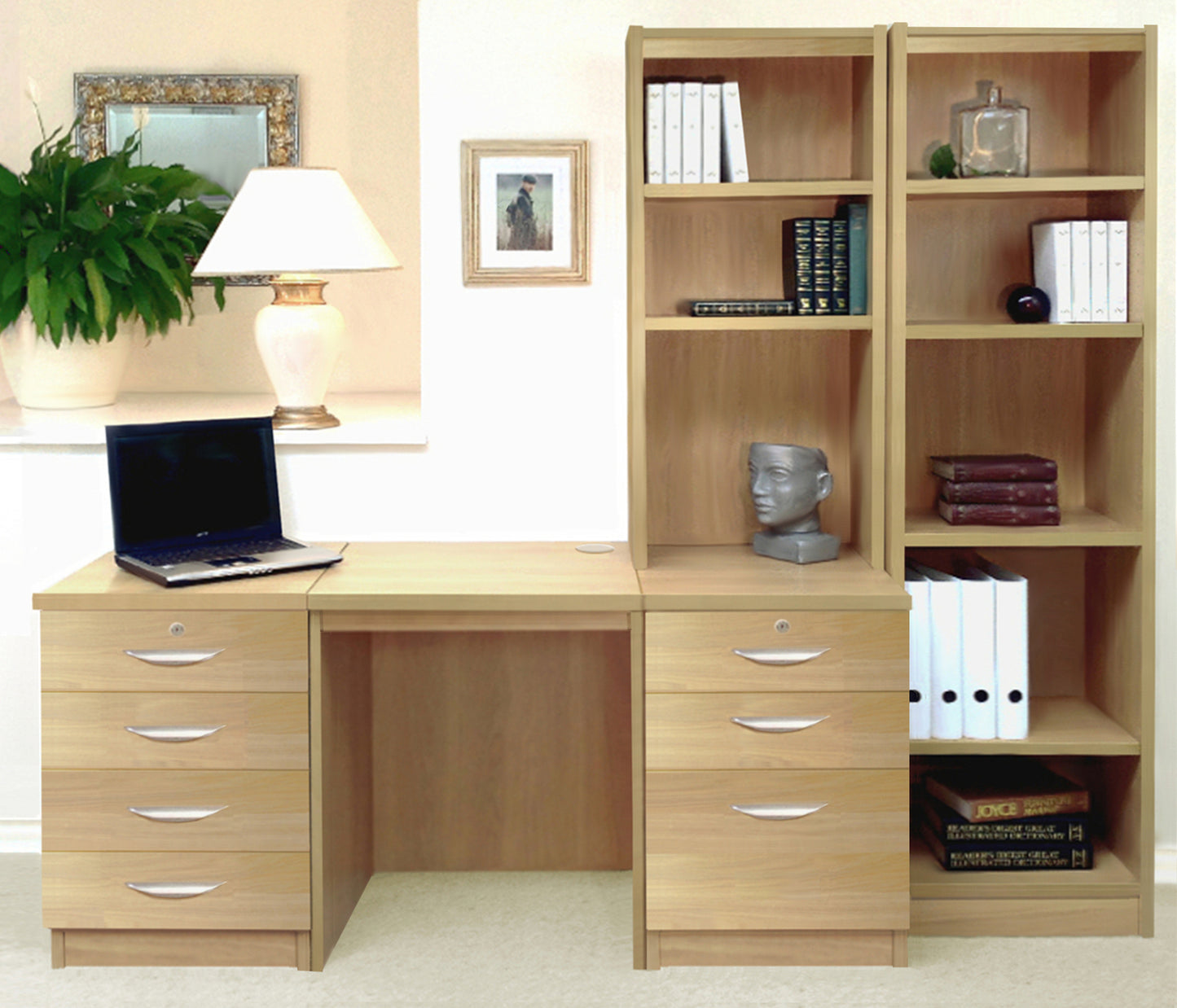 Home Office Desk and Drawer Units with Bookcases