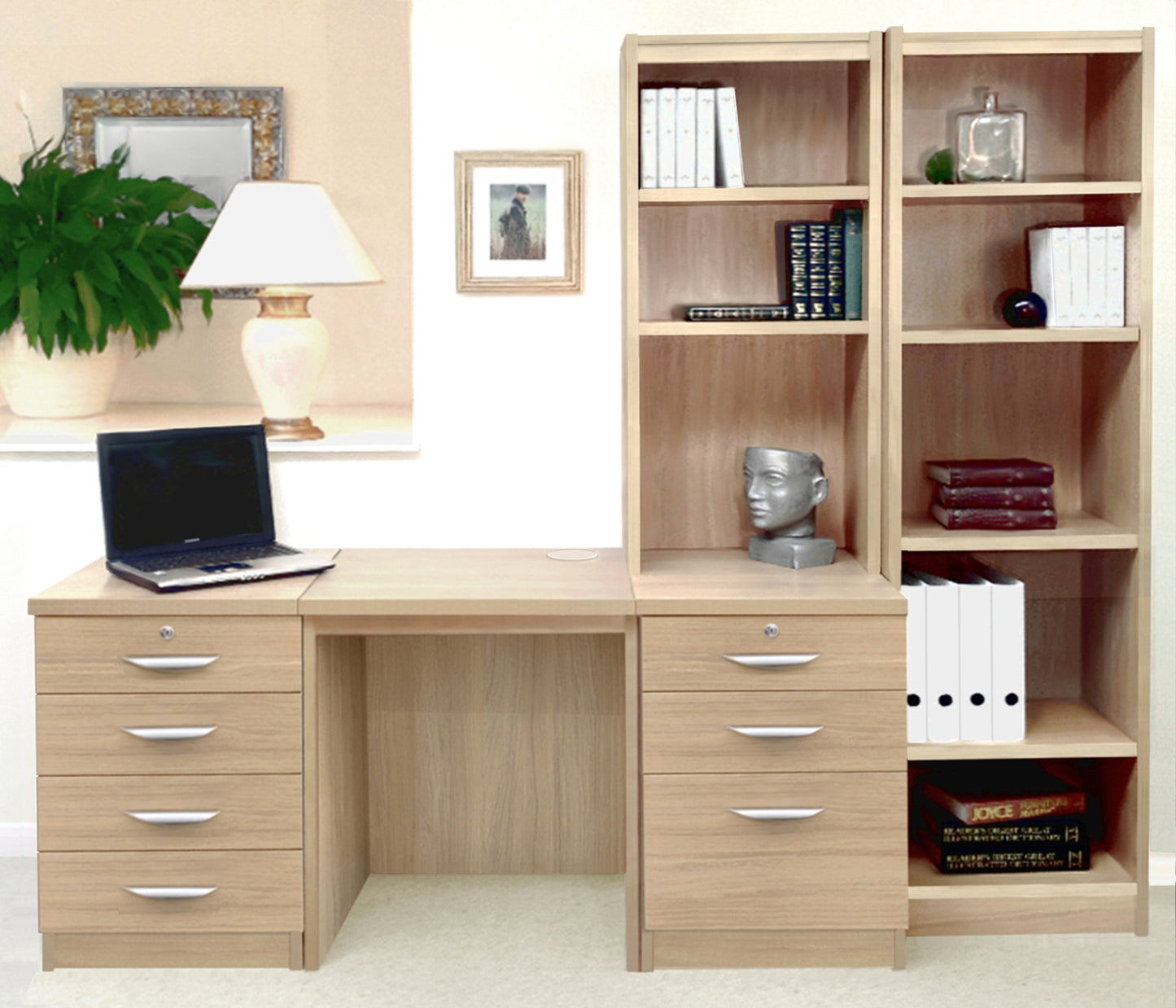 Home Office Desk and Drawer Units with Bookcases