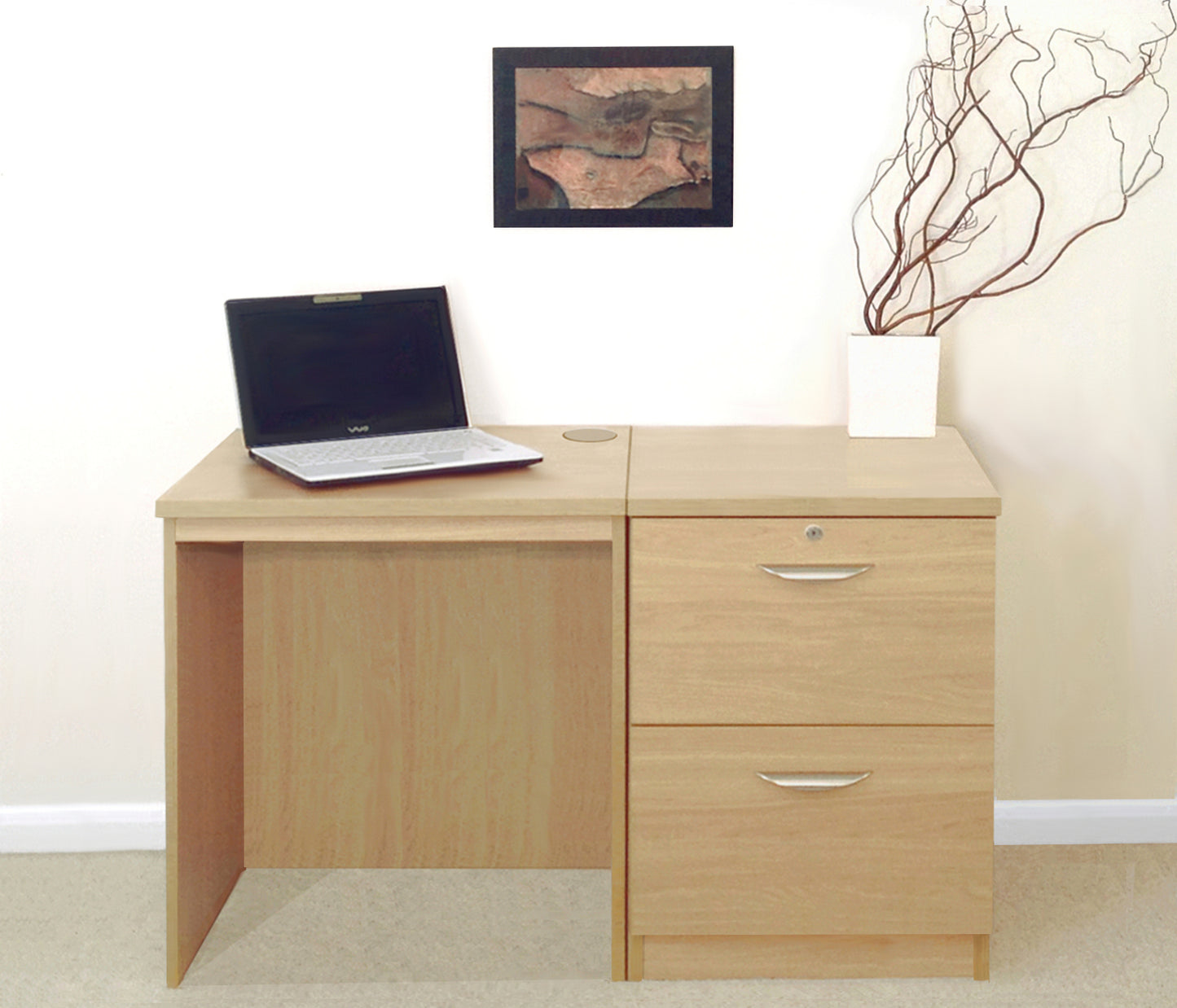 Home Office Desk with 2 Drawer Filing cabinet