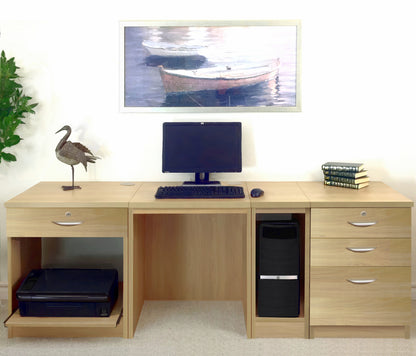 Home Office Desk with Printer, Computer and Drawer Units