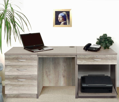 Home Office Desk with Printer and Drawer Units