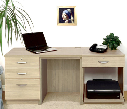 Home Office Desk with Printer and Drawer Units