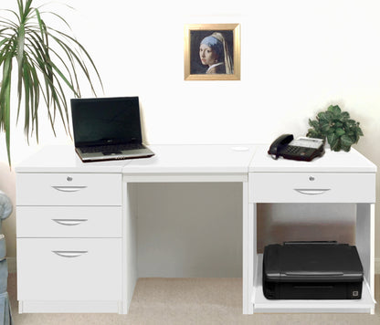 Home Office Desk with Printer and Drawer Units