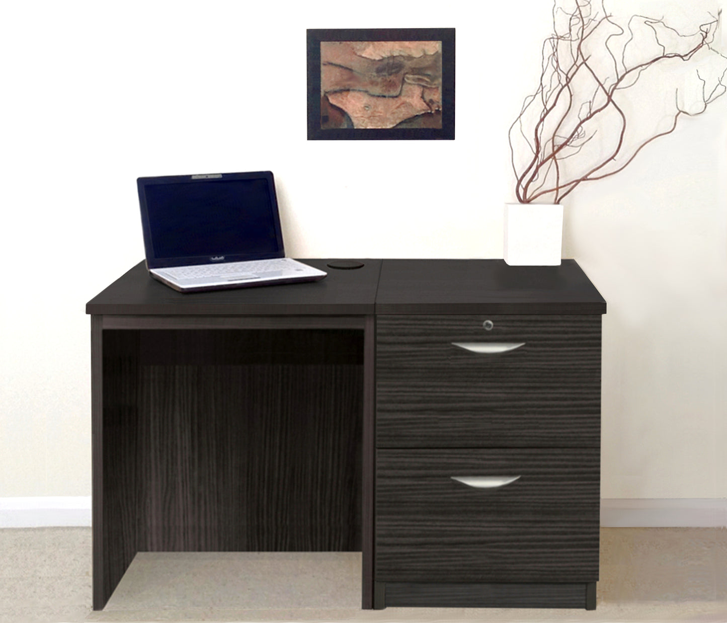 Home Office Desk with 2 Drawer Filing cabinet