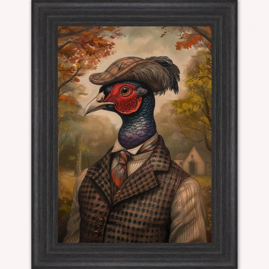 Gentrified Country Pheasant - Charcoal 3 Step Frame 65x85cm