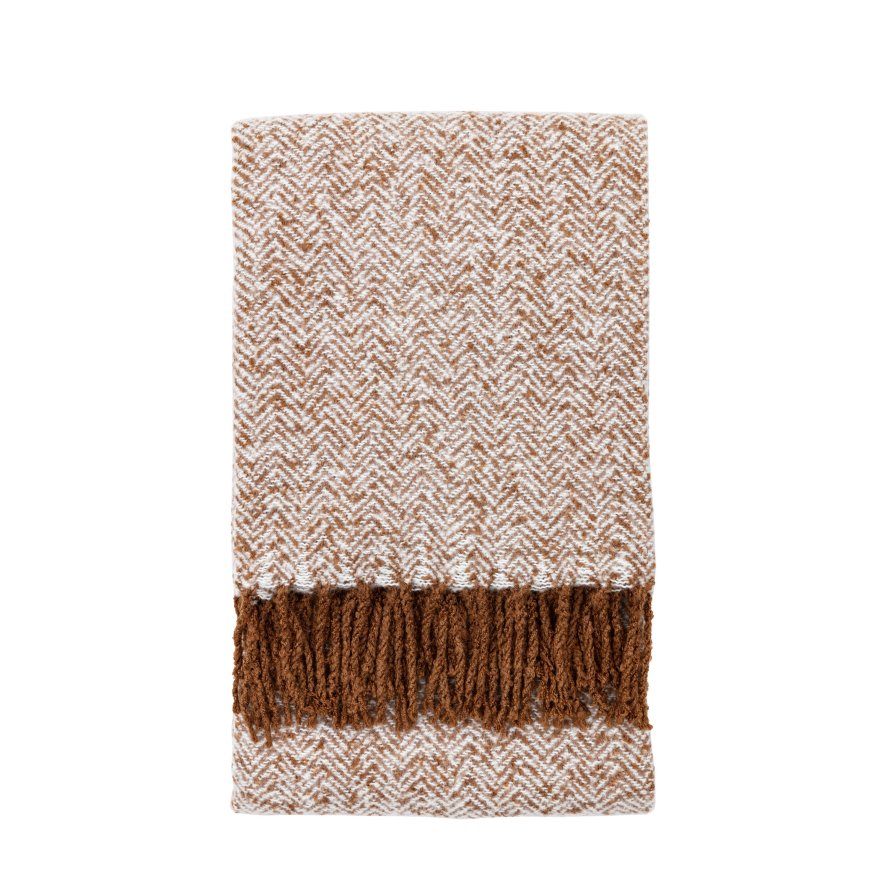 Herringbone Faux Mohair Throw Tan 130x180cm