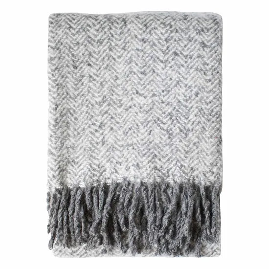 Herringbone Faux Mohair Throw Grey 130x180cm