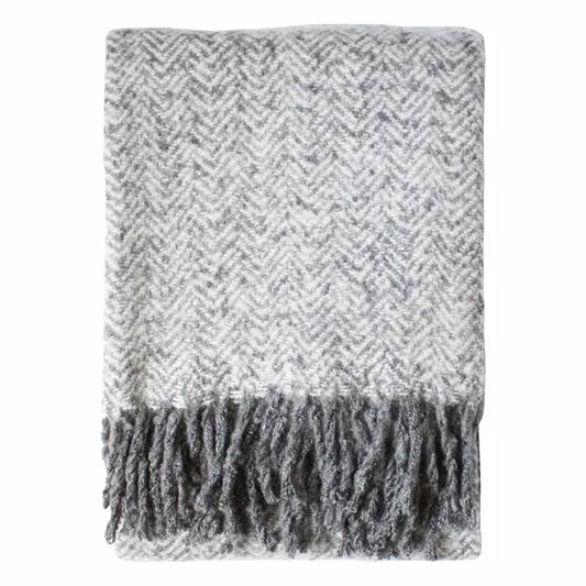 Herringbone Faux Mohair Throw Grey 130x180cm