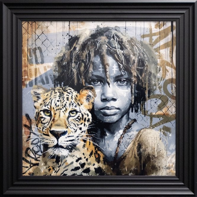 Le Garcon Et Le Leopard - Matt Black 3 Step Frame 75 x 75