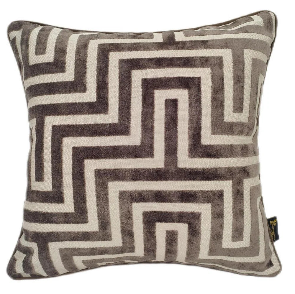 Maze Cut Velvet Paul Moneypenny Chocolate 43x43cm