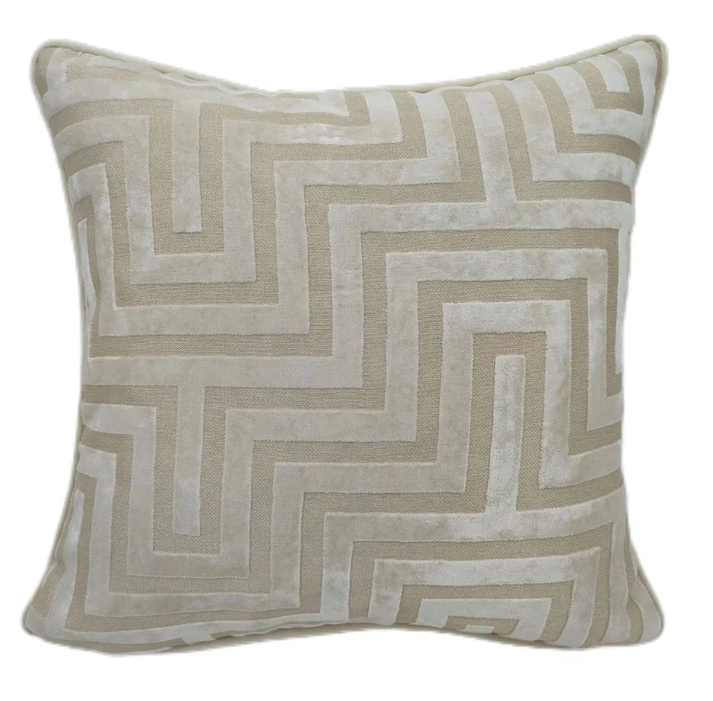 Maze Cut Velvet Paul Moneypenny Ivory 43x43cm