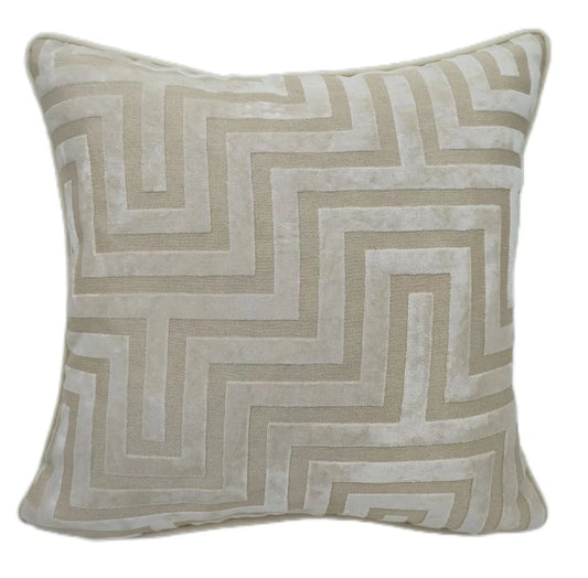Maze Cut Velvet Paul Moneypenny Ivory 43x43cm