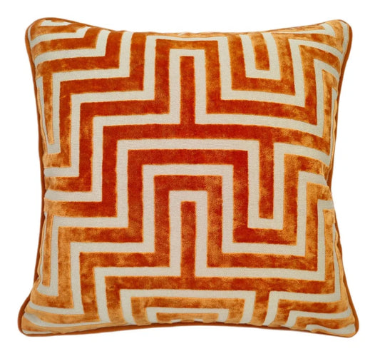 Maze Cut Velvet Paul Moneypenny Orange 43x43cm