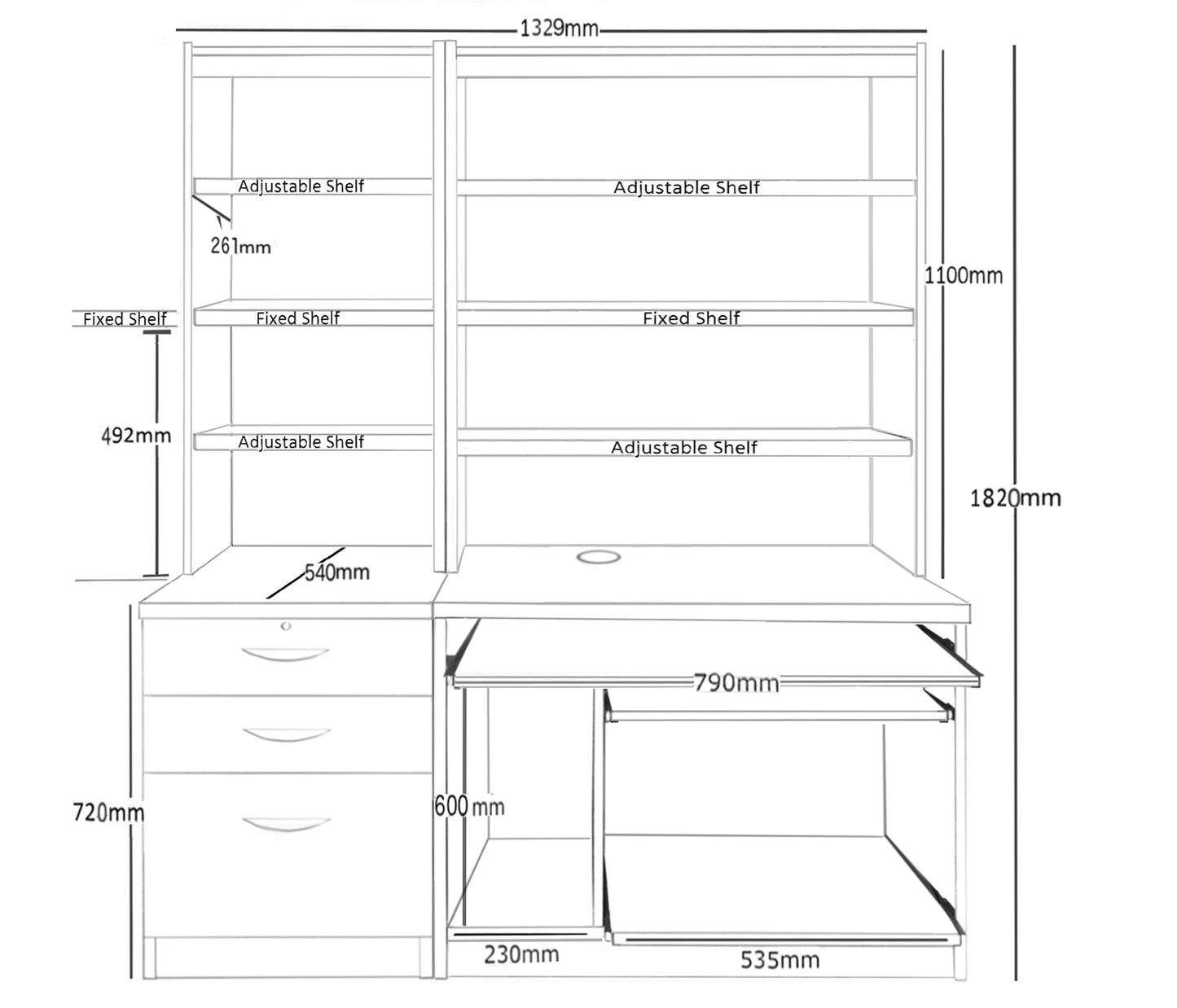 Home Office Computer Work Station and 3 Drawer Unit/Filing Cabinet