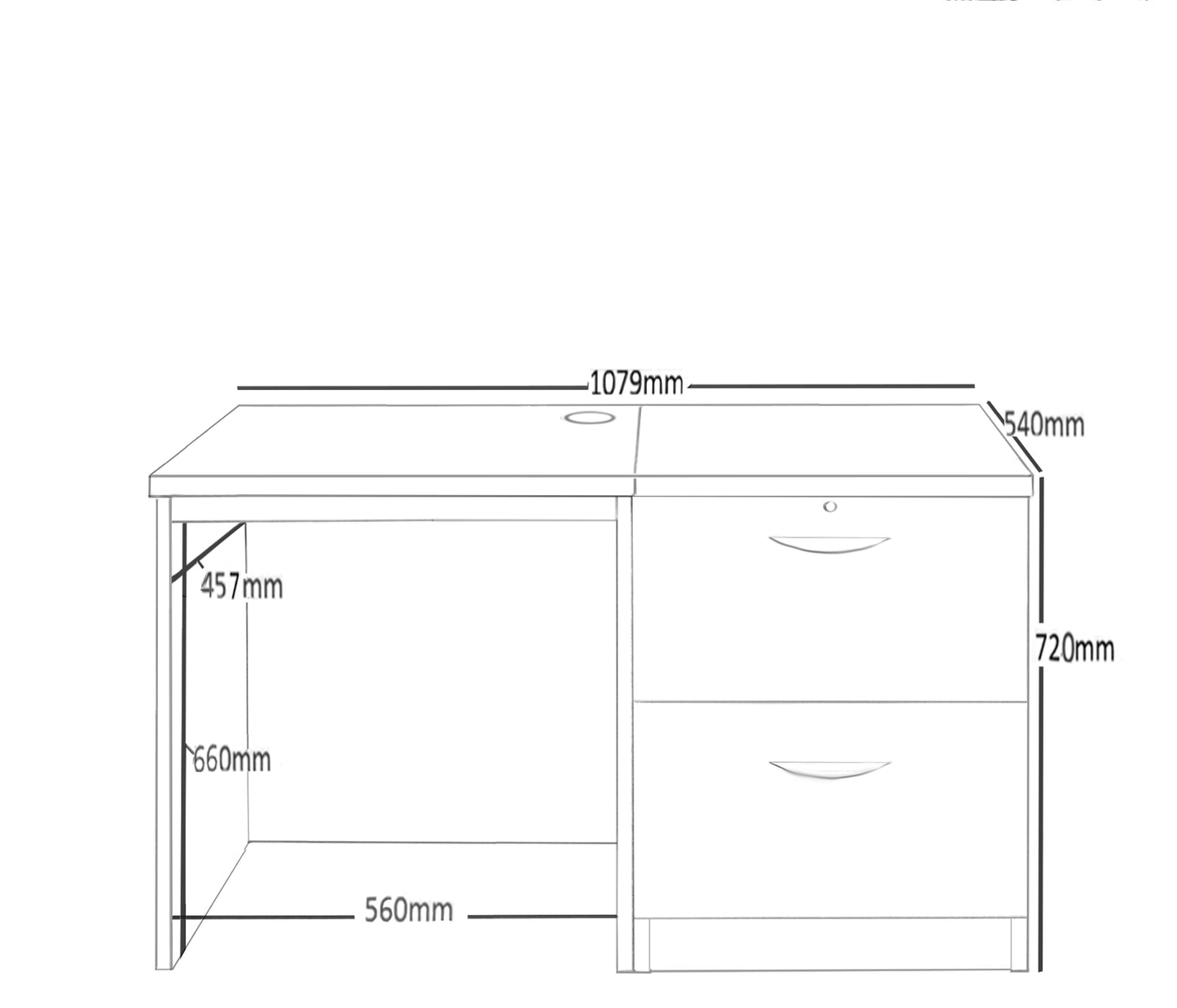 Home Office Desk with 2 Drawer Filing cabinet