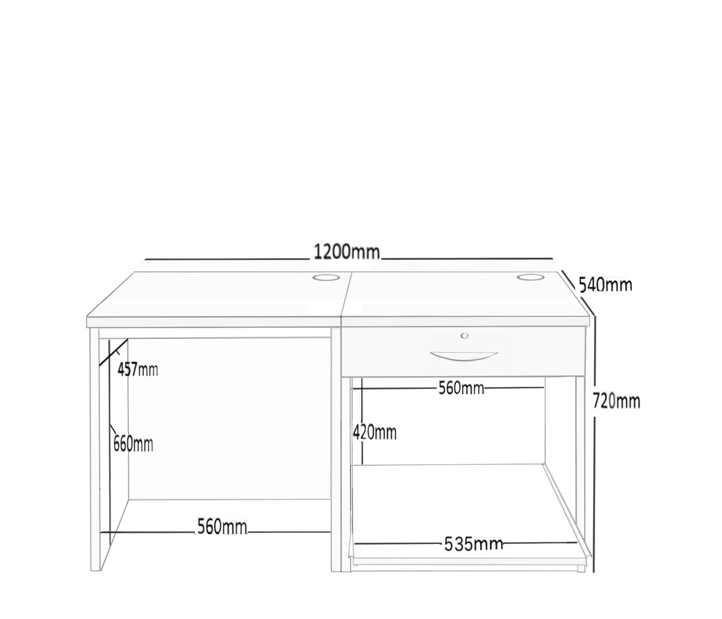 Home Office Small Desk with Printer/Scanner Desk Drawer Unit