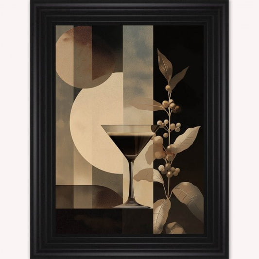 Moody Espresso Martini Cocktail - Matt Black 3 Step Frame 65 x 85cm