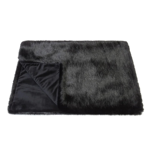 Rapture Luxury Faux Rabbit Throw Black 150x180cm
