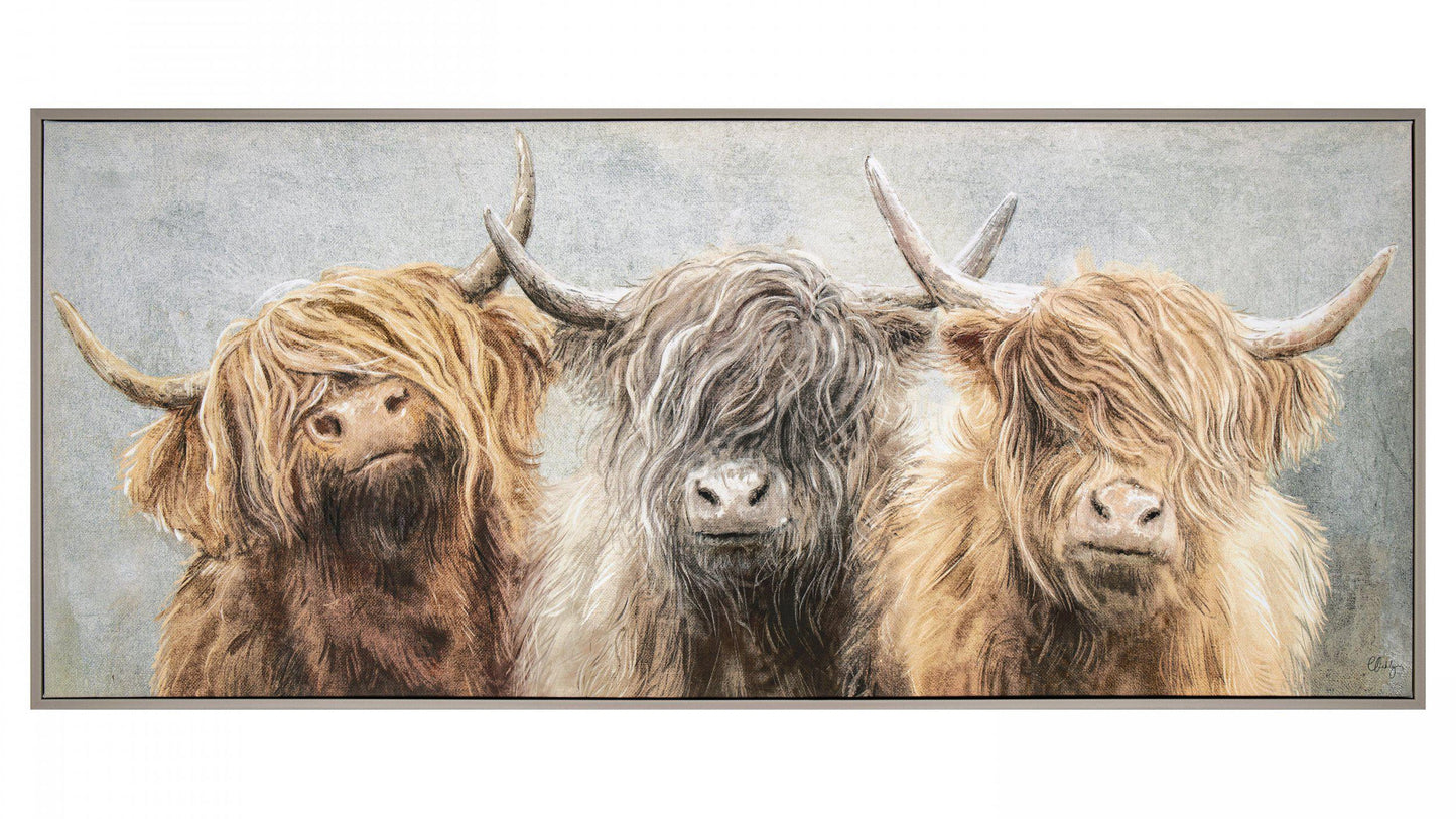 Three Of A Kind Framed Canvas 122 x 52cm