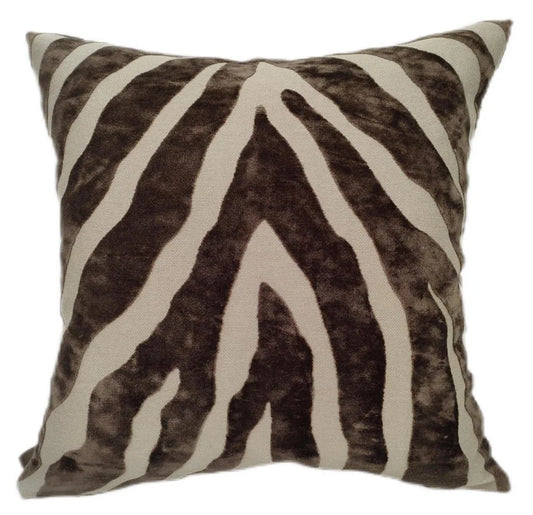 Zebra Cut Velvet Paul Moneypenny Chocolate 43x43cm